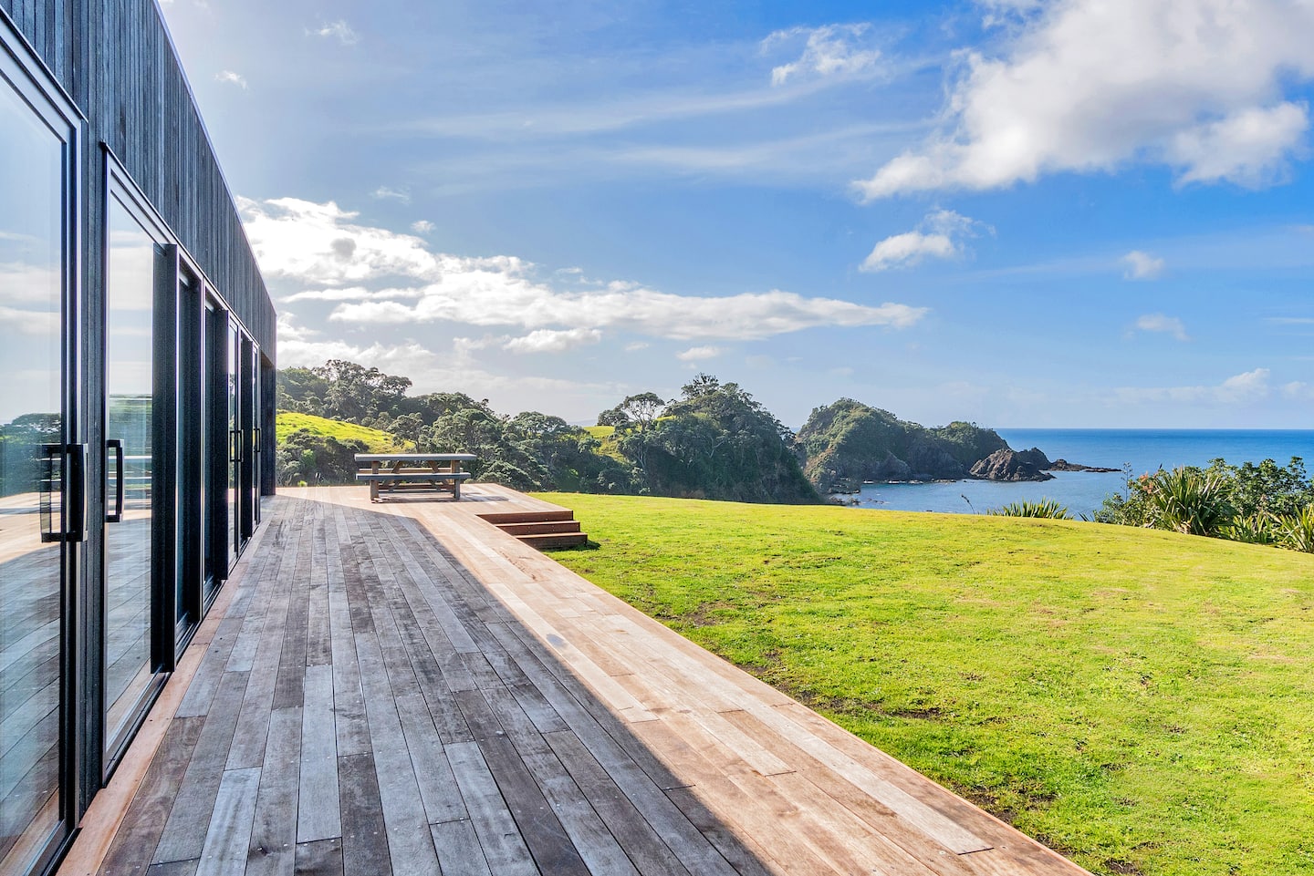 Decking in front of the bedrooms